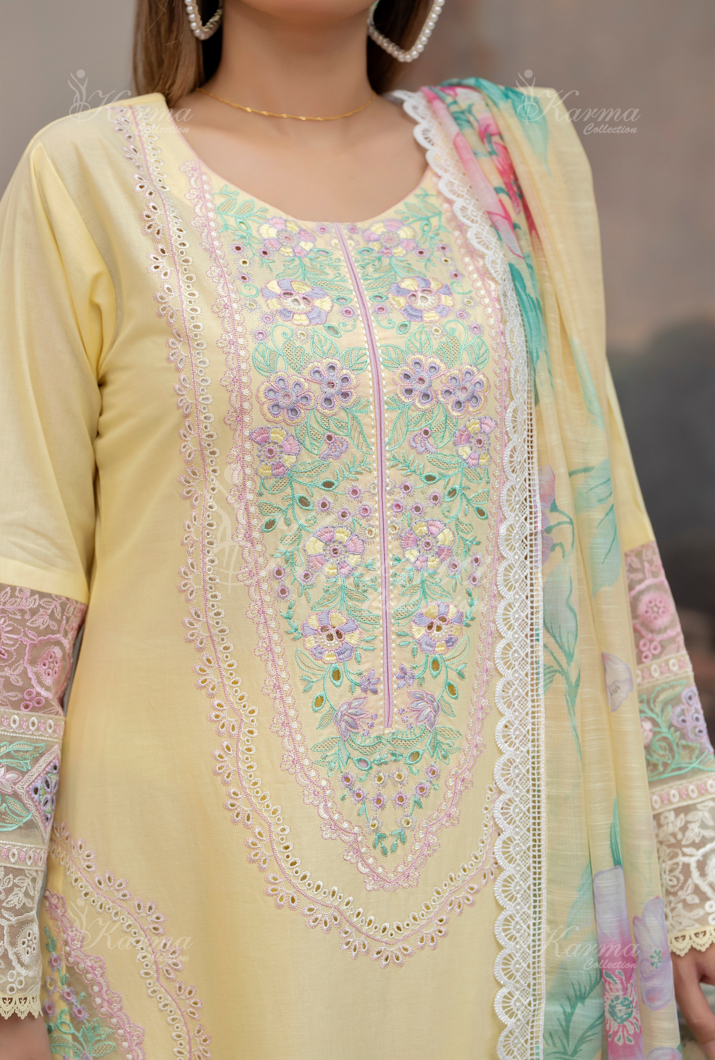 Karma 3 Piece Embroidered Suit