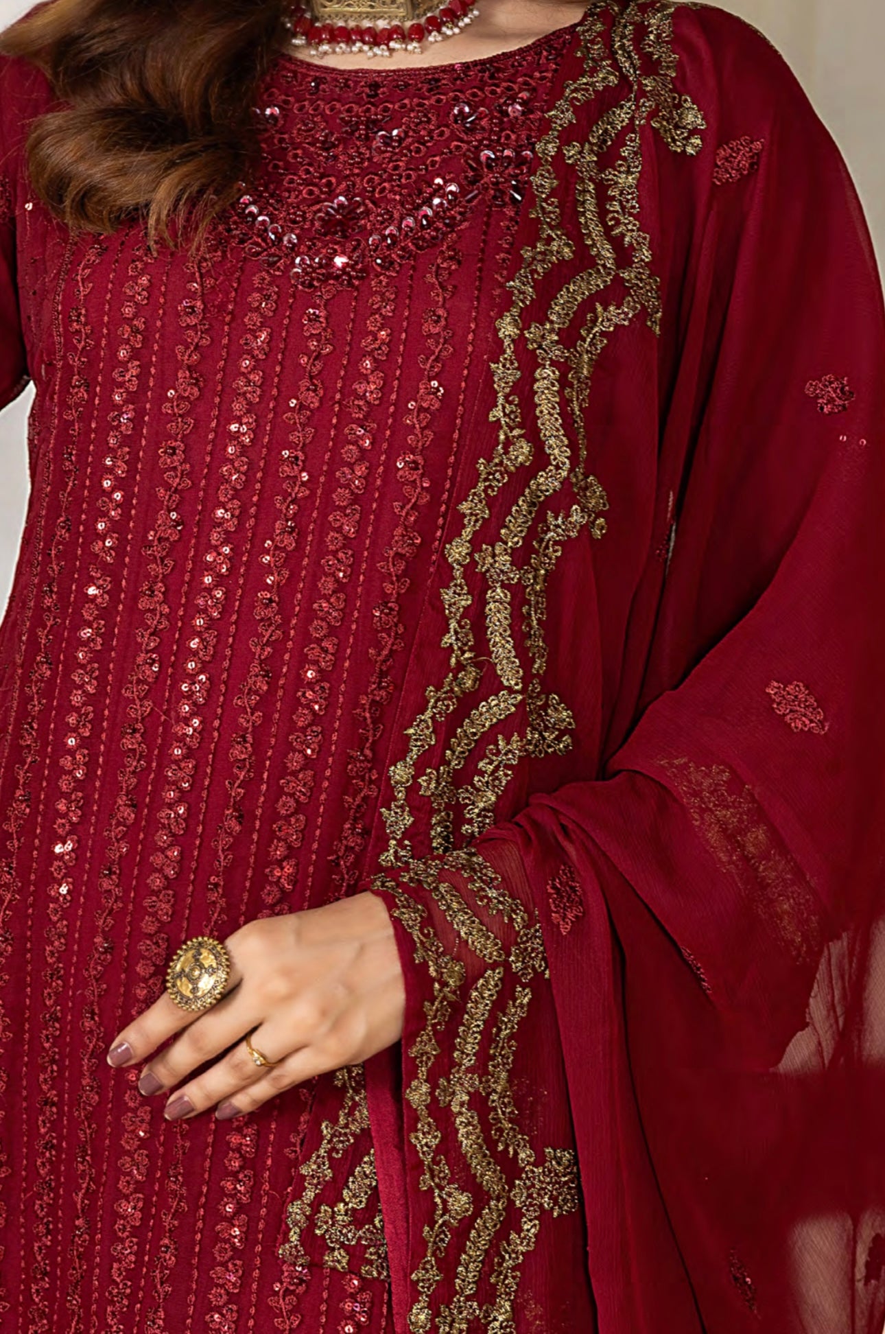 Embriordered Chiffon Gown
