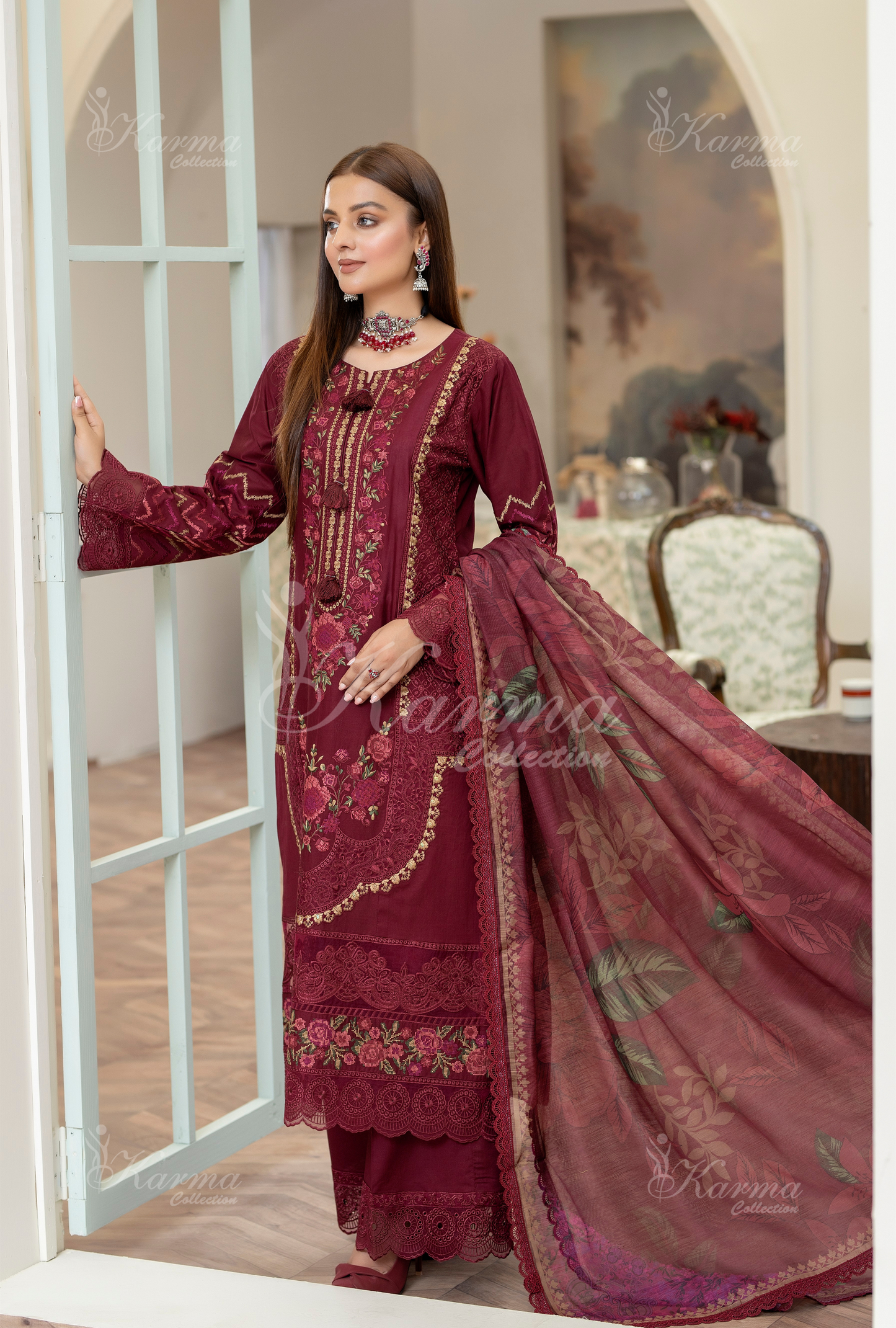 Karma 3 Piece Embroidered Suit