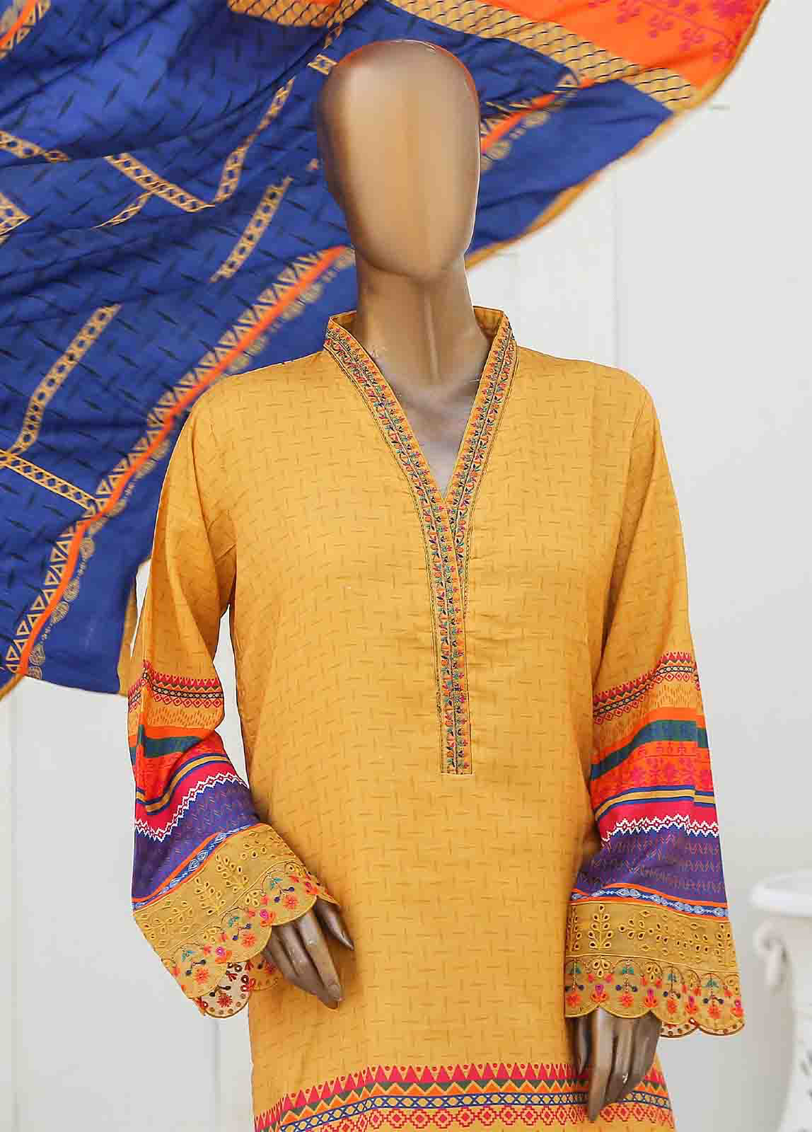 Bin Saeed 3 Piece Linen Embroidered Stitched Suit