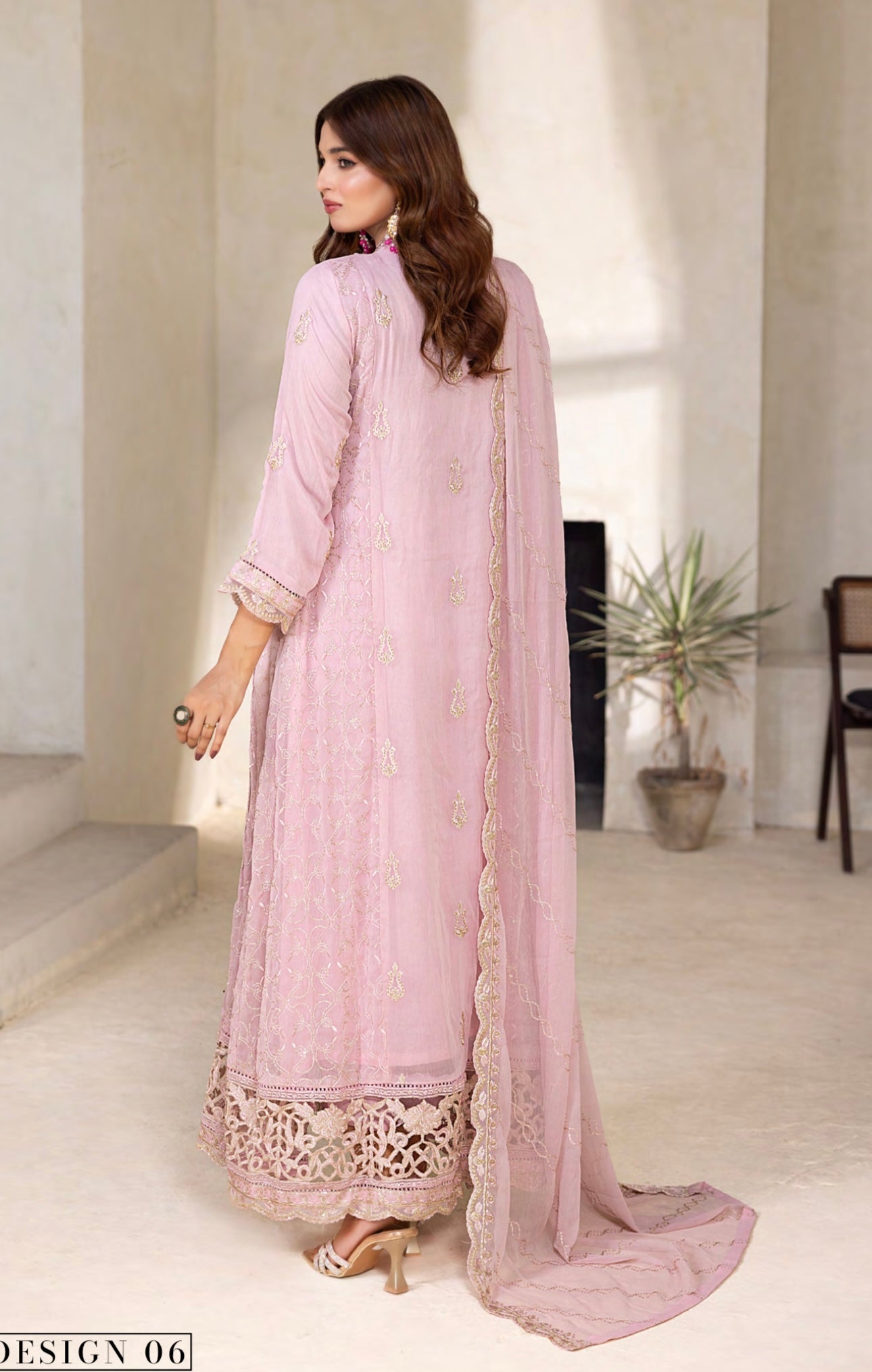 Embriordered Chiffon Gown