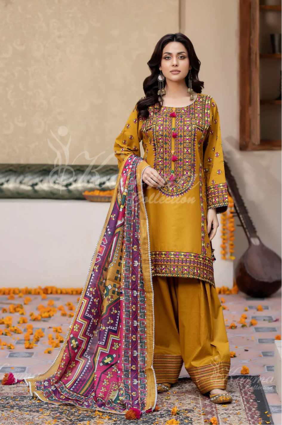 Karma 3 Piece Embroidered Suit