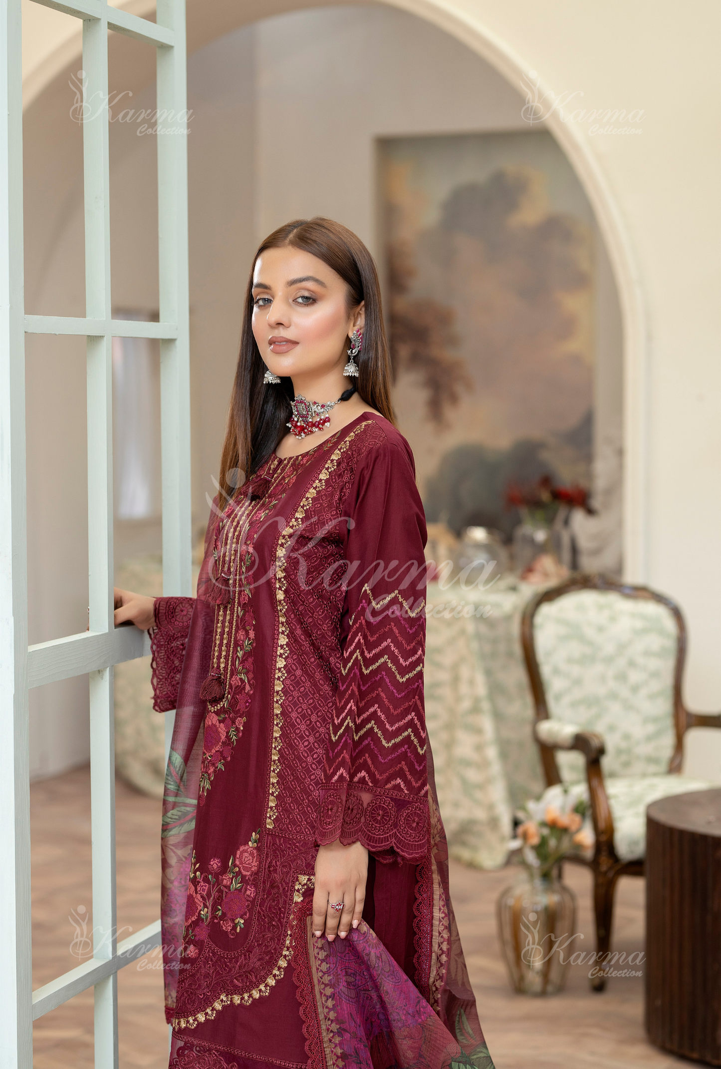 Karma 3 Piece Embroidered Suit
