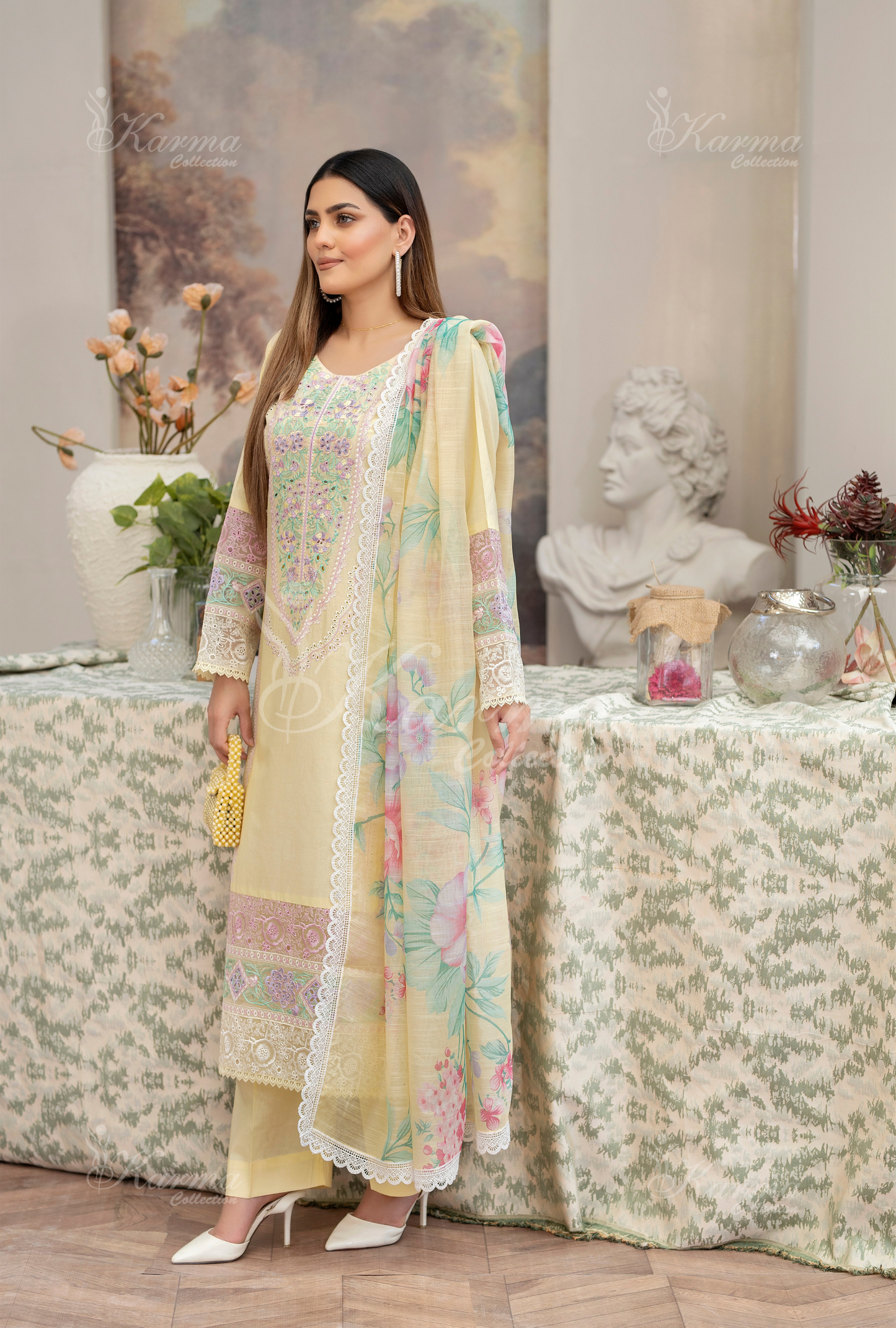 Karma 3 Piece Embroidered Suit