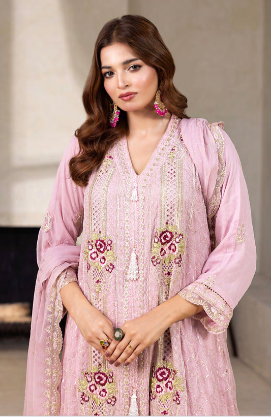 Embriordered Chiffon Gown