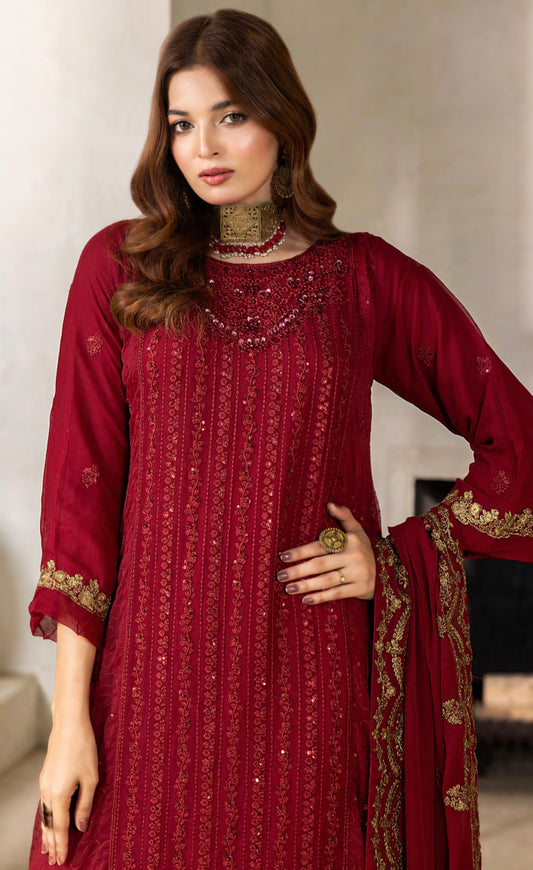 Embriordered Chiffon Gown