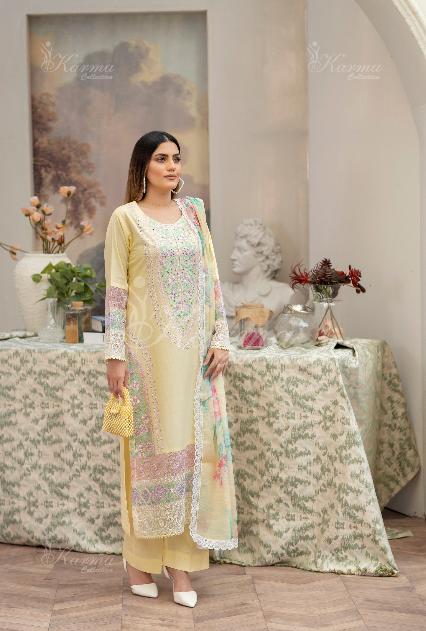 Karma 3 Piece Embroidered Suit