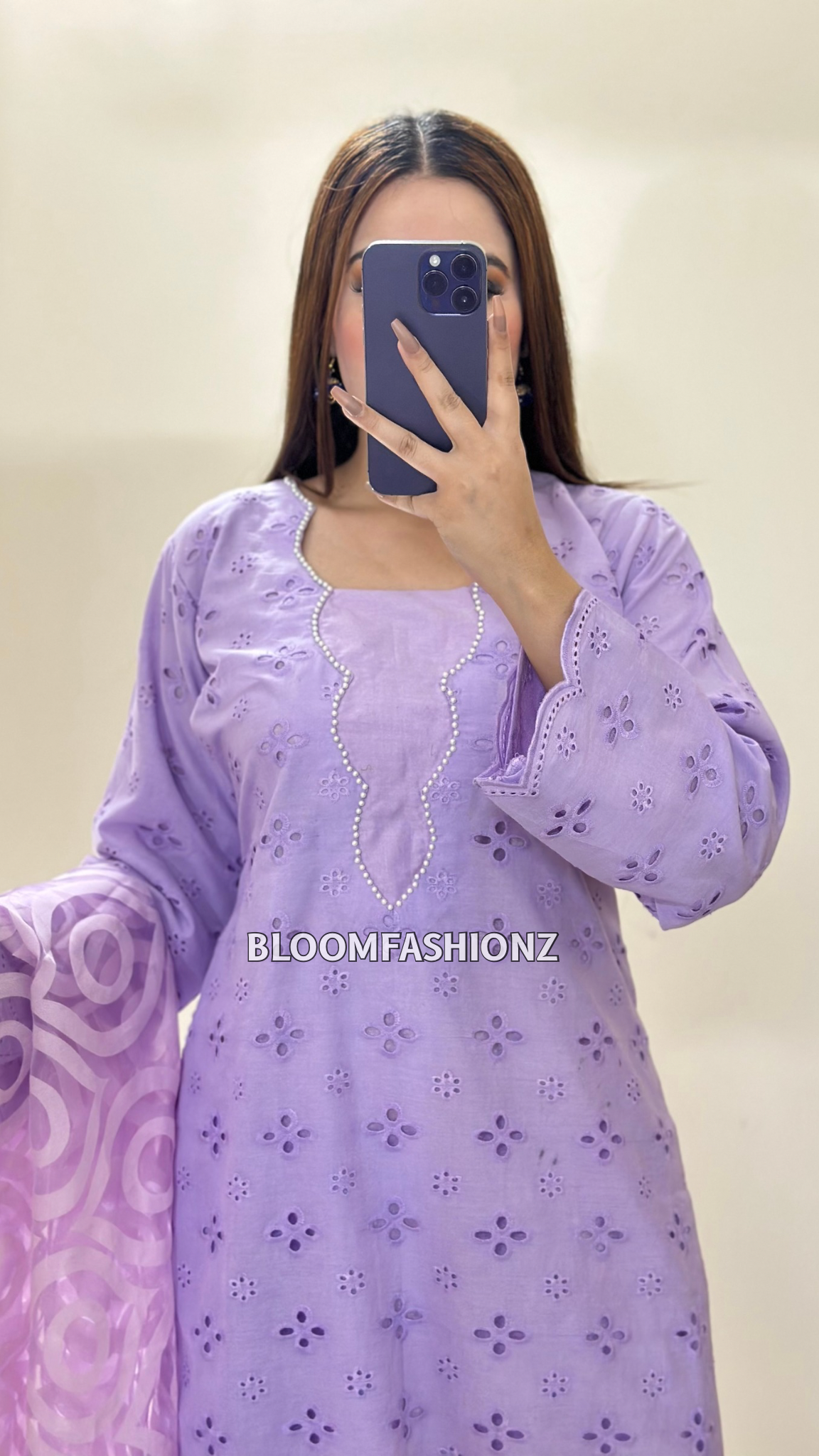 3 Piece Chikenkari Lawn Suit Lilac