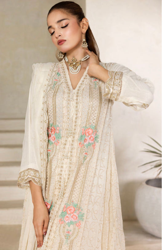 Embriordered Chiffon Gown