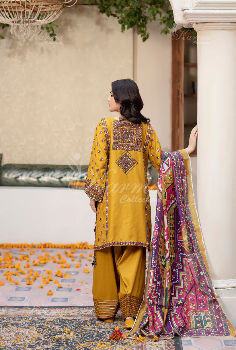 Karma 3 Piece Embroidered Suit