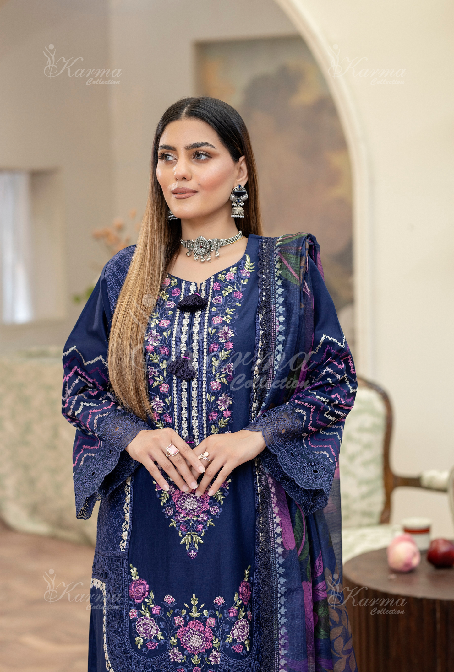 Karma 3 Piece Embroidered Suit