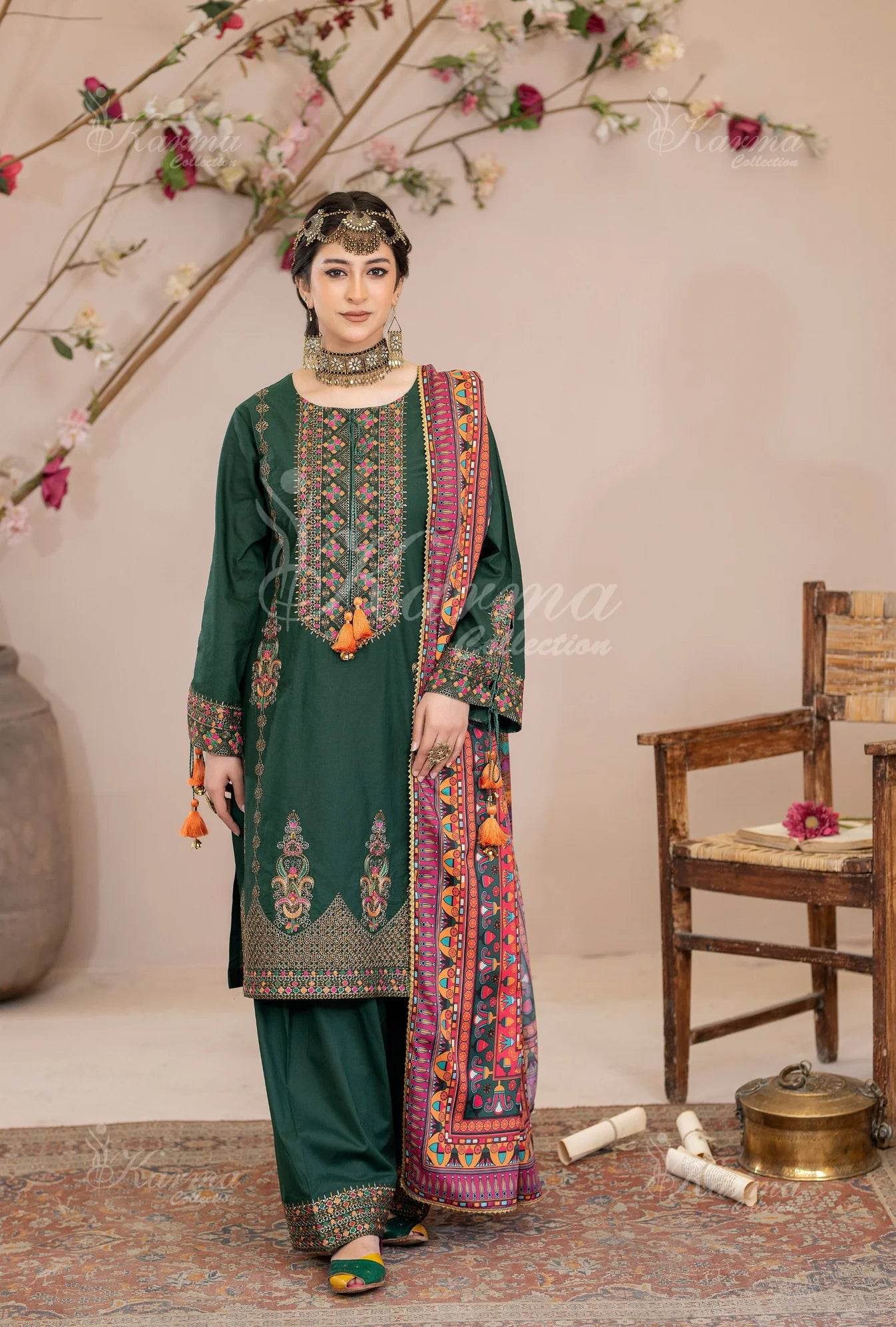 Karma 3 Piece Embroidered Suit
