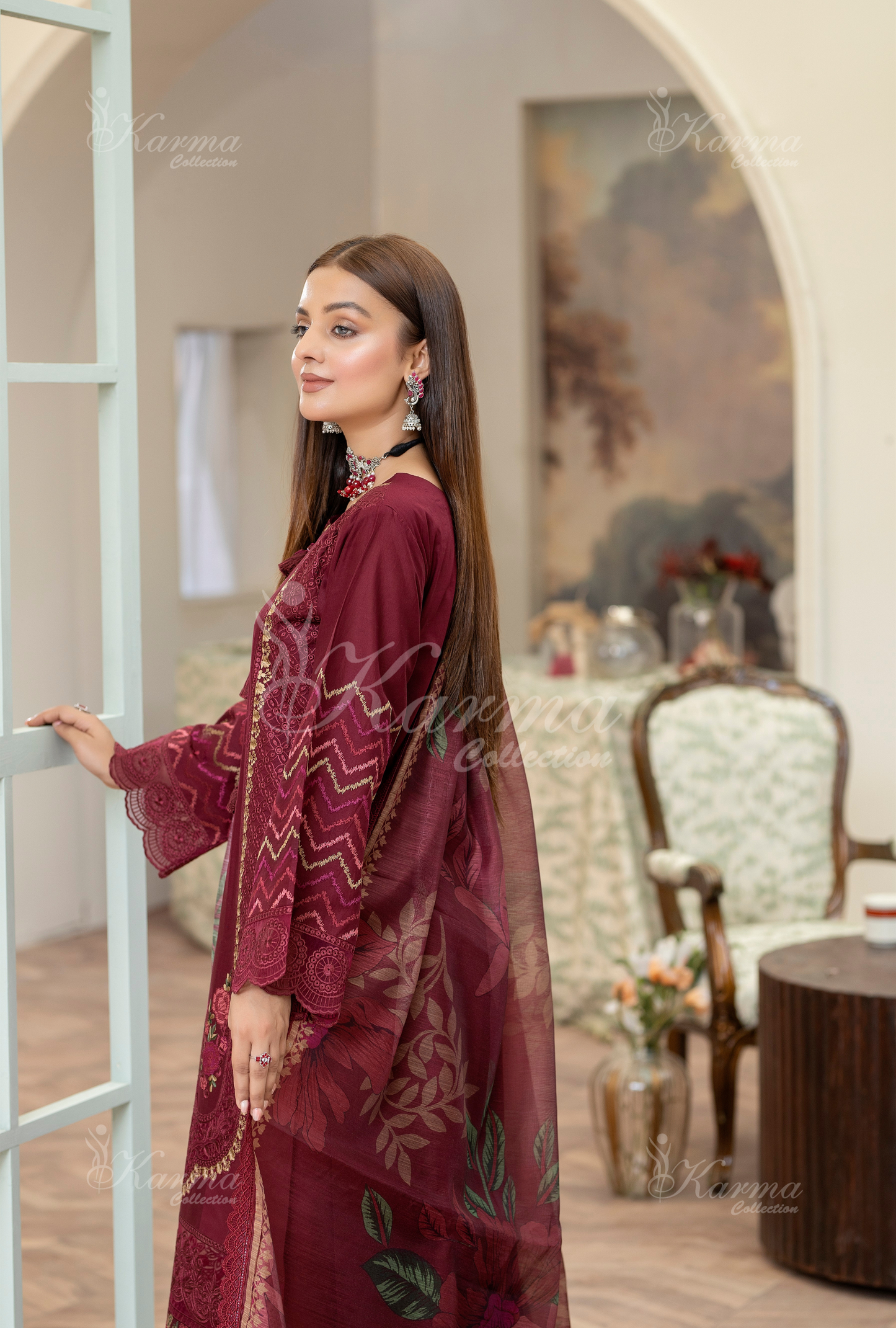 Karma 3 Piece Embroidered Suit