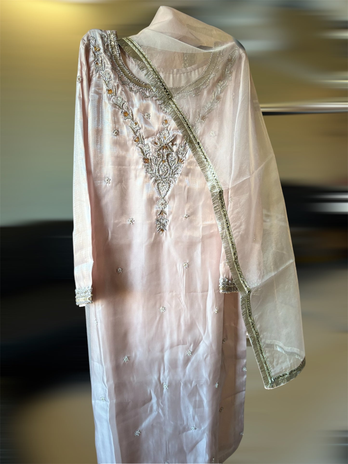 AMAL by BF - 3 Piece Embroidered Shesha Silk Suit