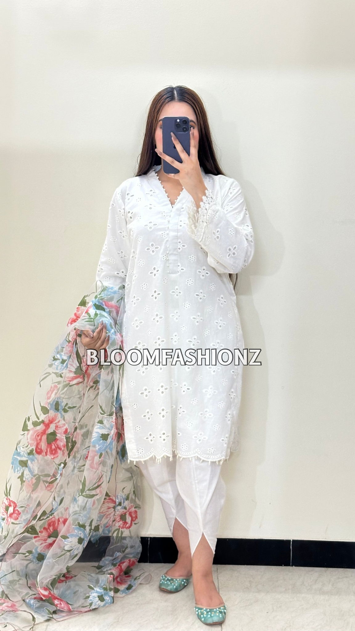 3 Piece Chikenkari Lawn Suit White