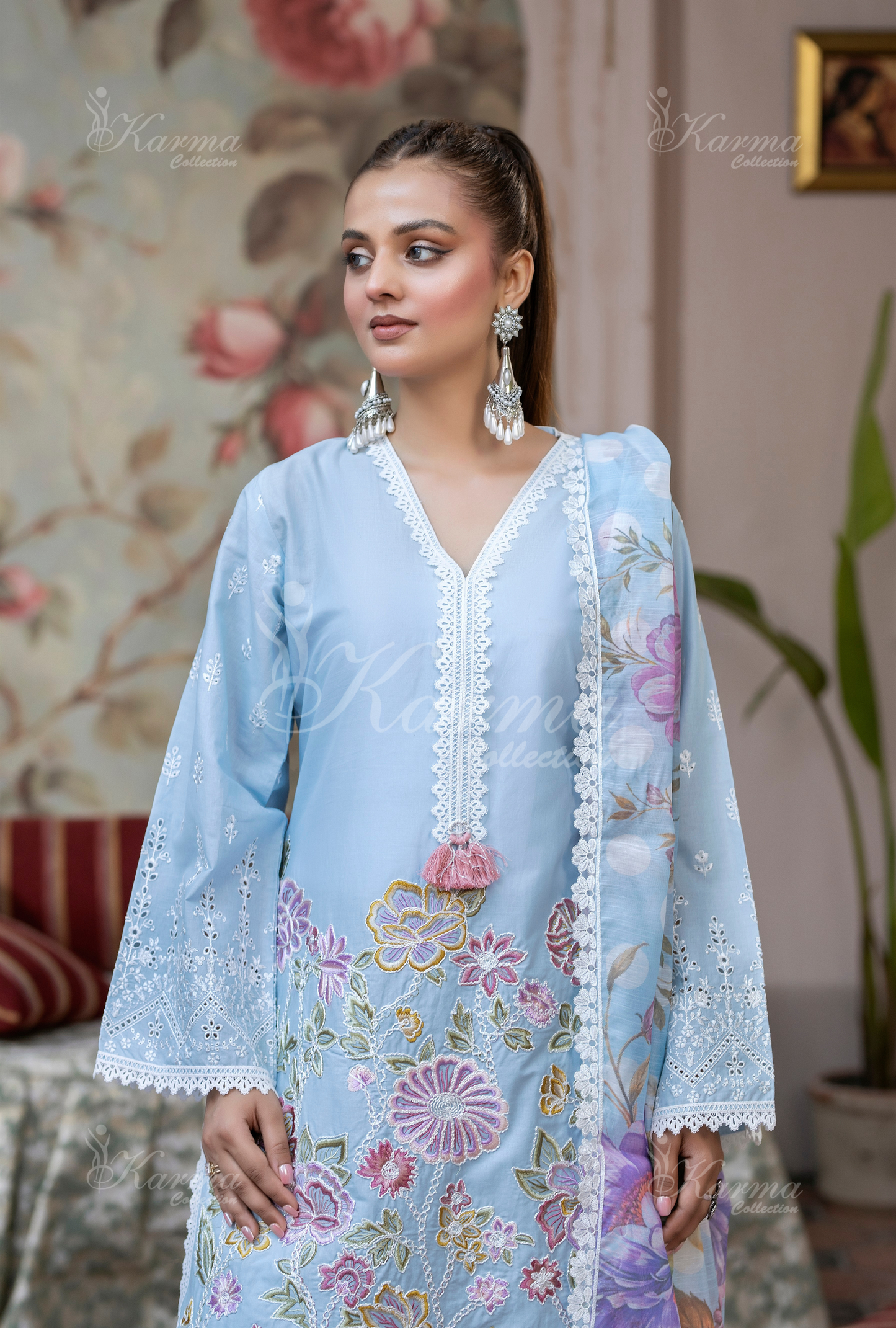 Karma 3 Piece Embroidered Suit