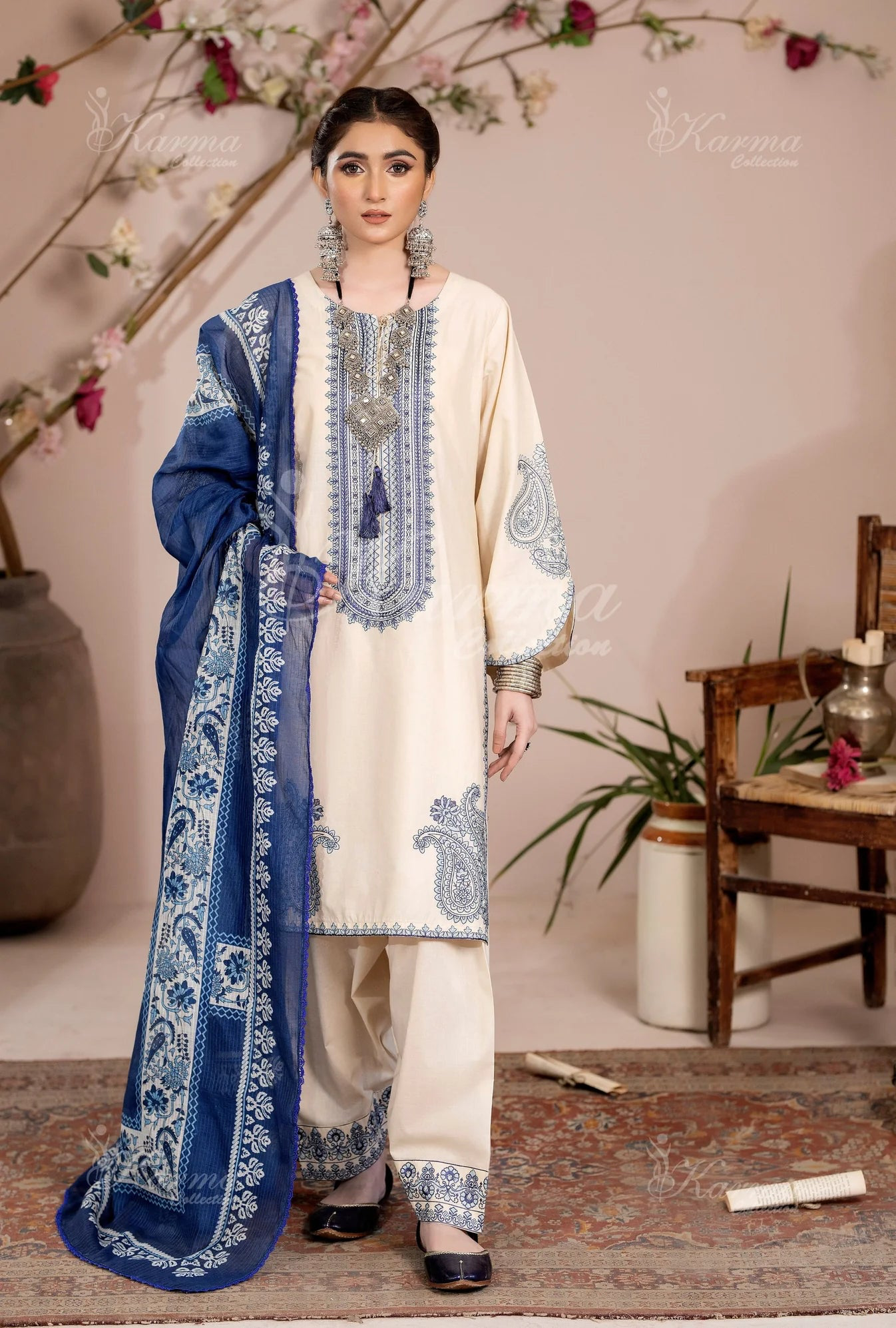 Karma 3 Piece Embroidered Suit