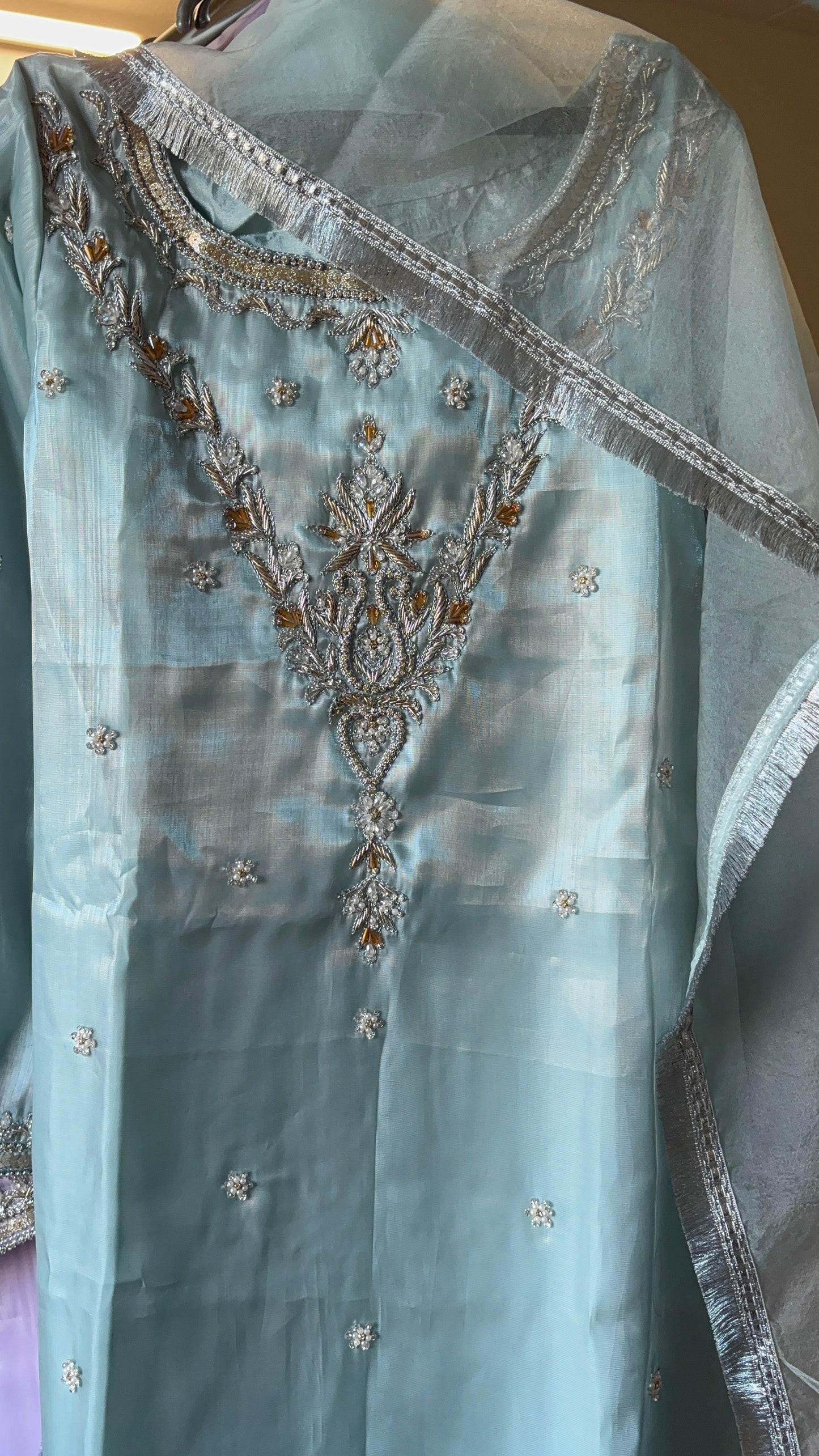 AMAL by BF - 3 Piece Embroidered Shesha Silk Suit