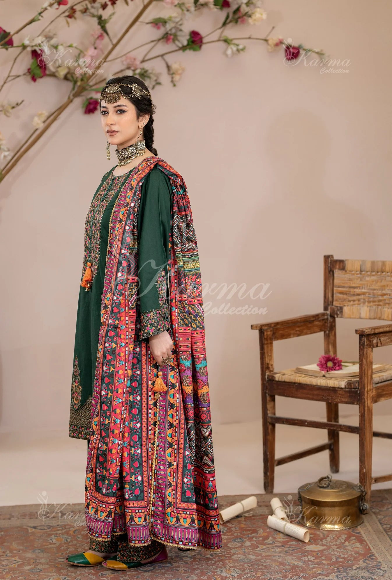 Karma 3 Piece Embroidered Suit