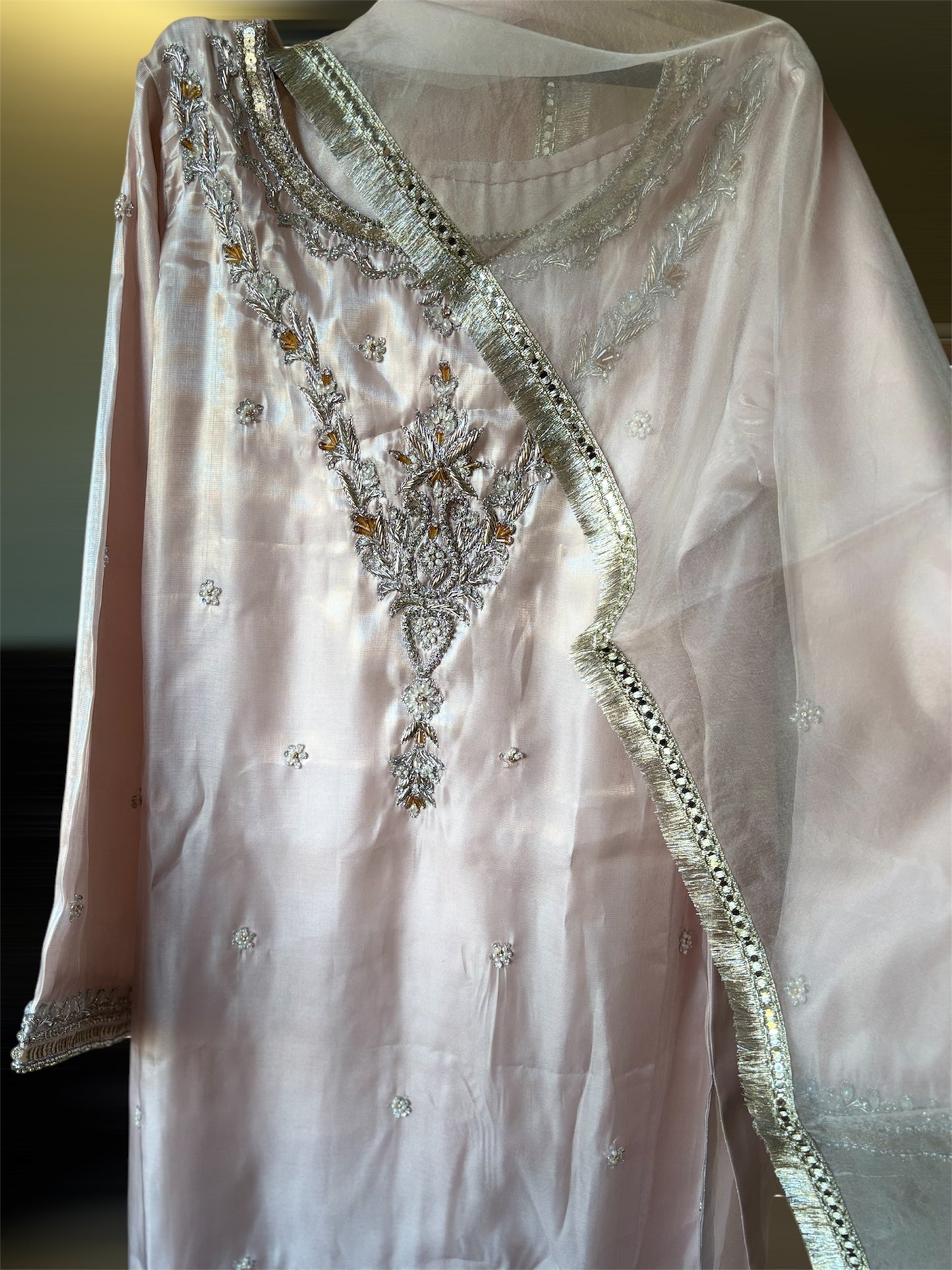 AMAL by BF - 3 Piece Embroidered Shesha Silk Suit