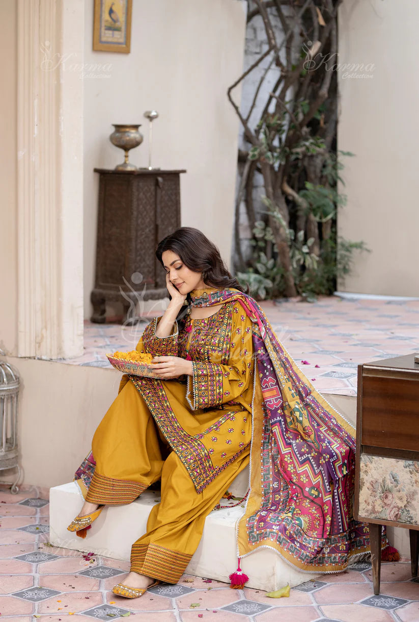 Karma 3 Piece Embroidered Suit