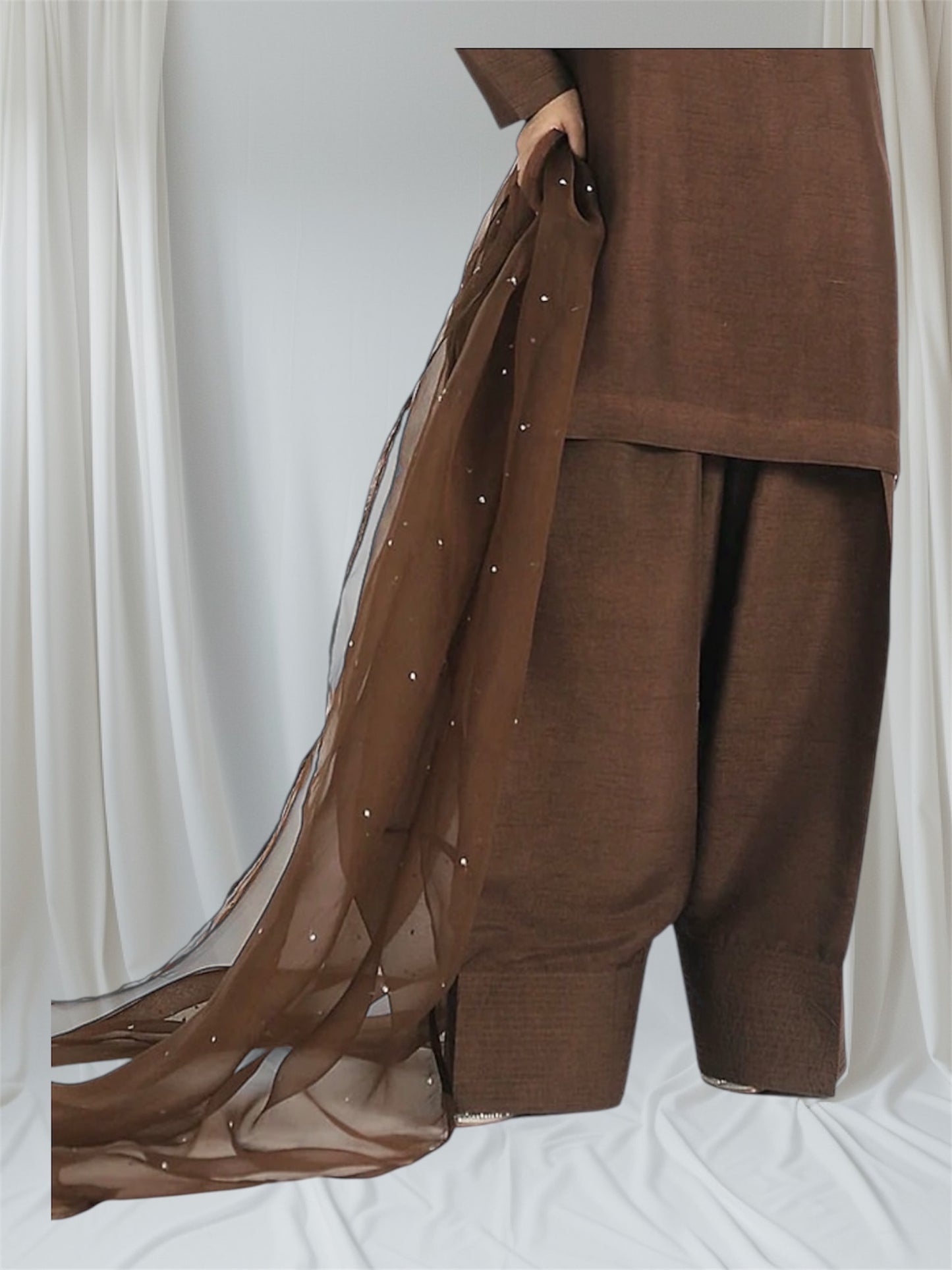 Farshi Shalwar Suit Brown