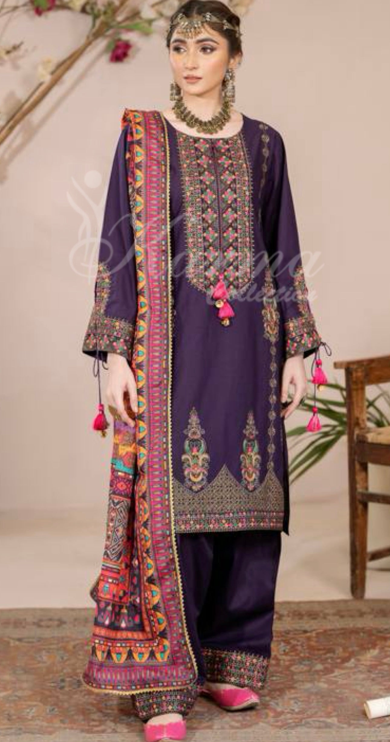Karma 3 Piece Embroidered Suit