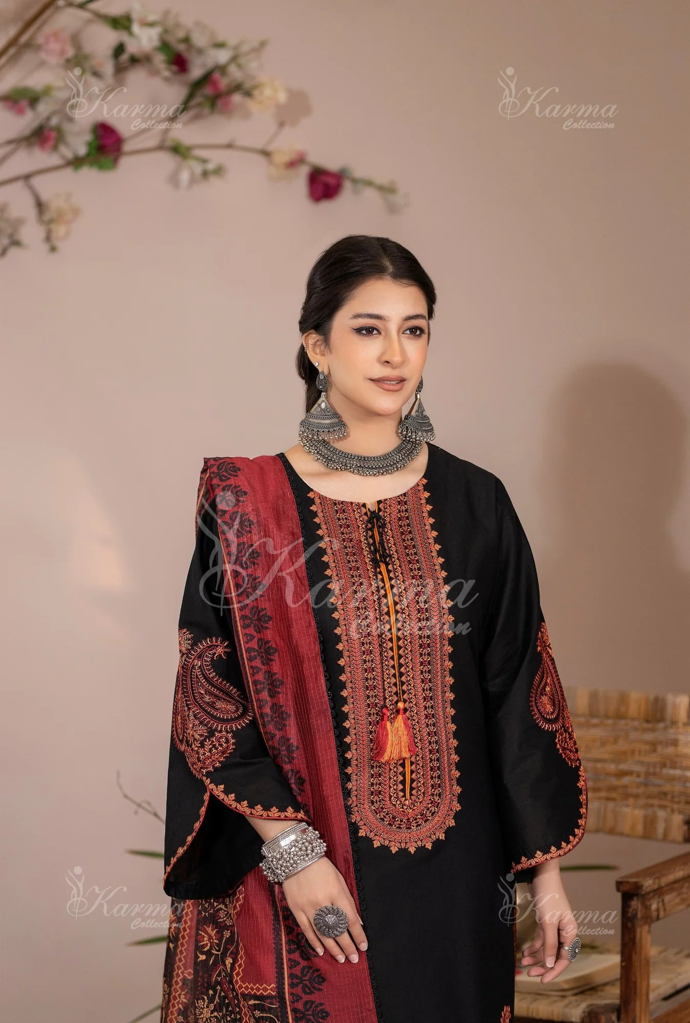 Karma 3 Piece Embroidered Suit