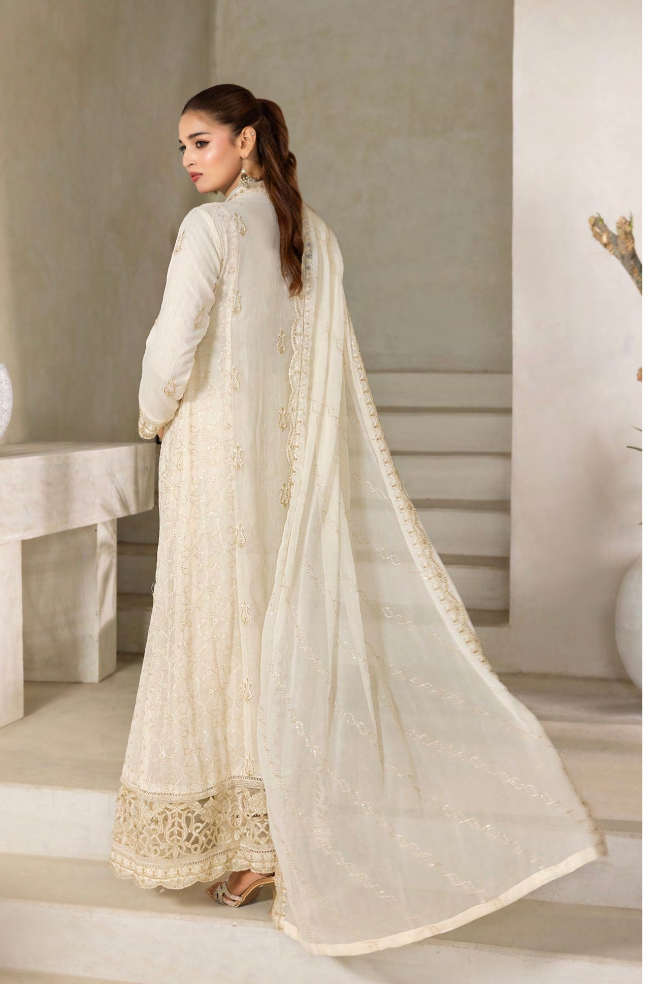 Embriordered Chiffon Gown
