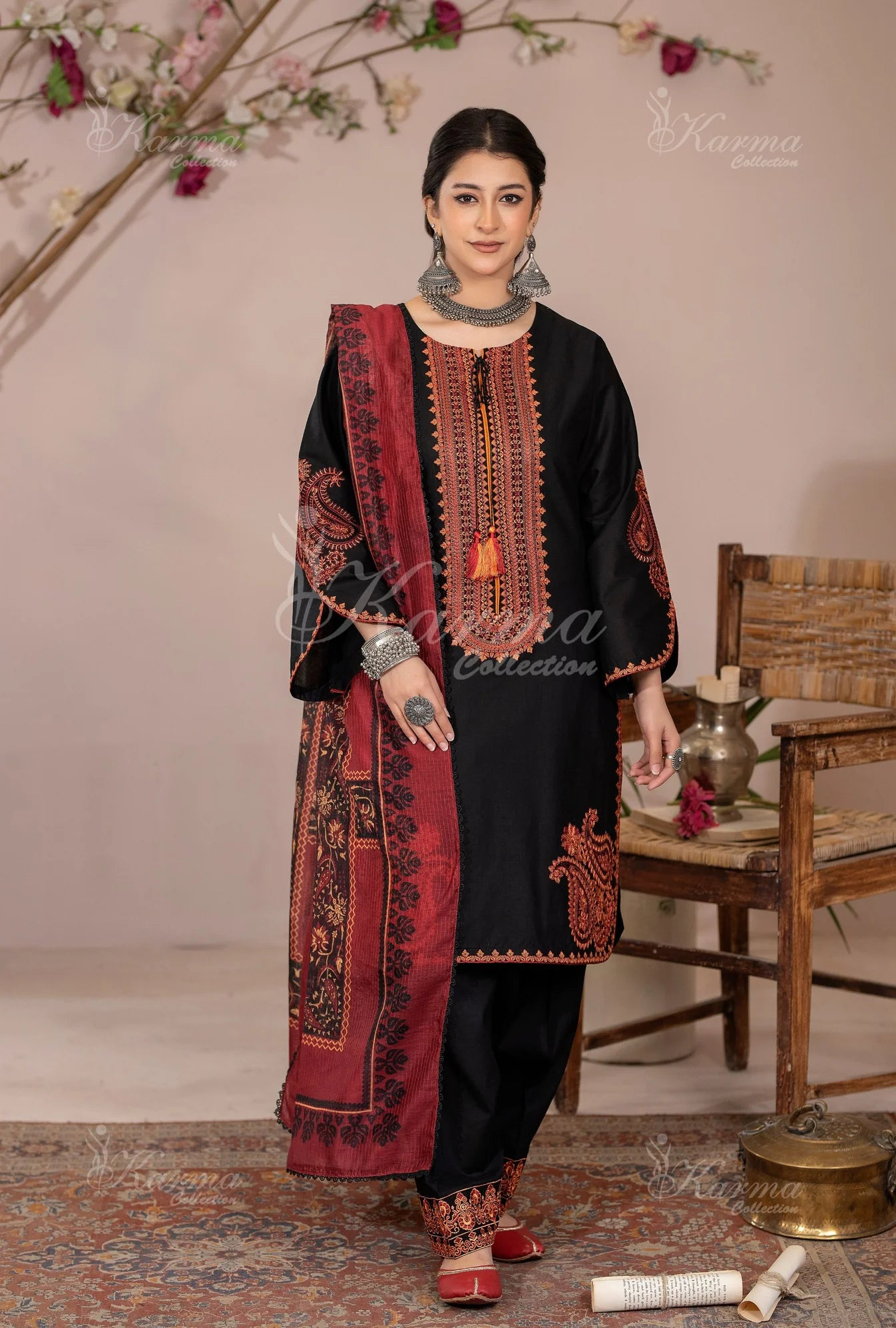Karma 3 Piece Embroidered Suit
