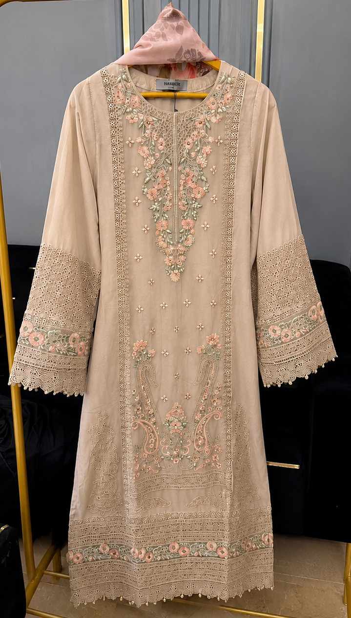 Embroidered 3 Piece Chiffon Suit