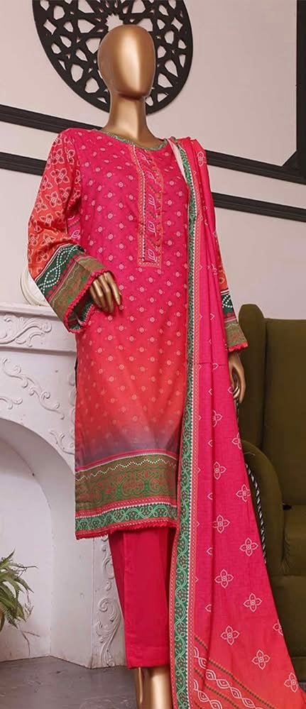Bin Saeed 3 Piece Linen Printed Stitched Suit