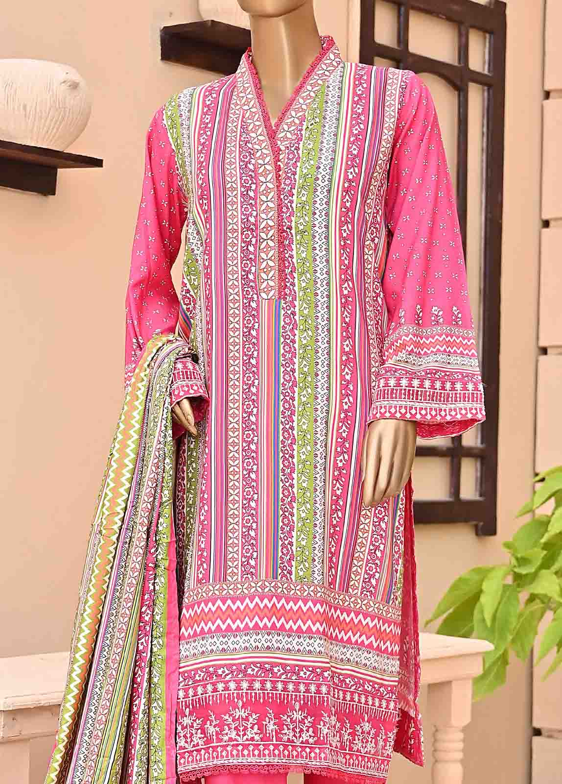 Bin Saeed 3 Piece Linen Embroidered Stitched Suit