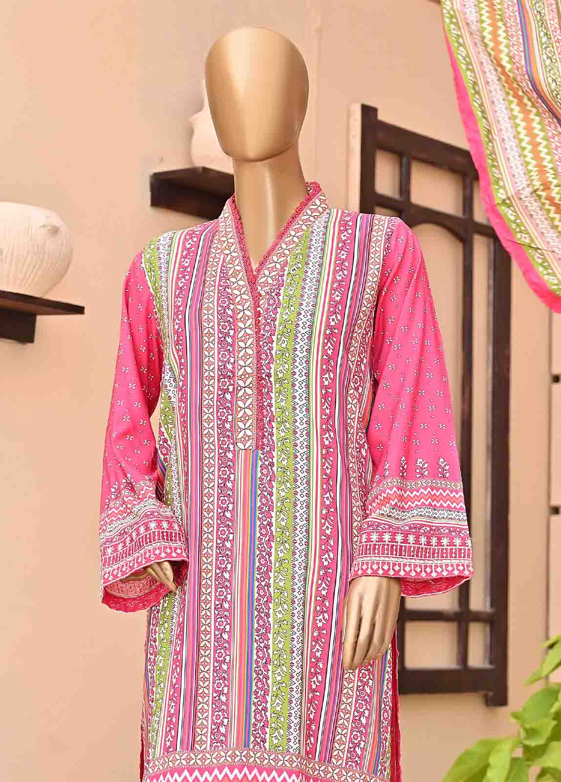 Bin Saeed 3 Piece Linen Embroidered Stitched Suit