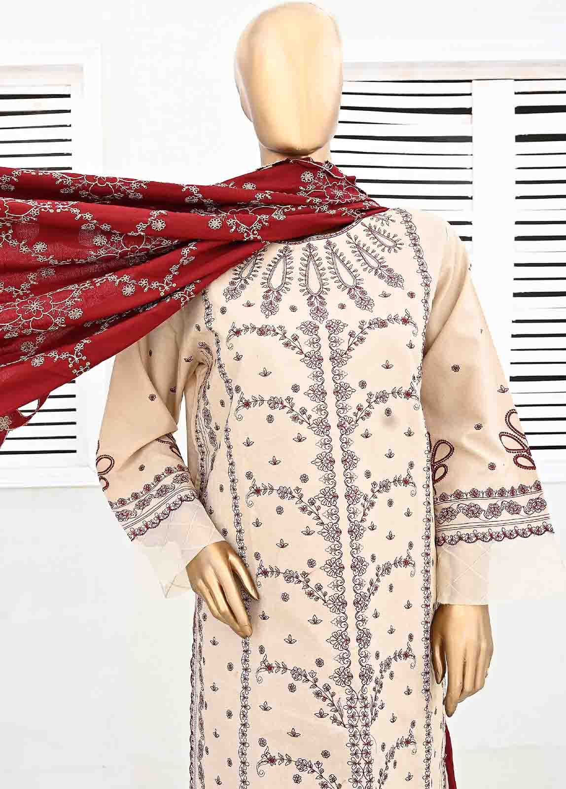 Bin Saeed Embroidered Three Piece Suit