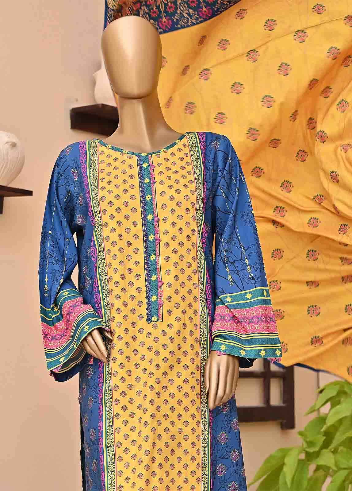 Bin Saeed 3 Piece Linen Printed Stitched Suit