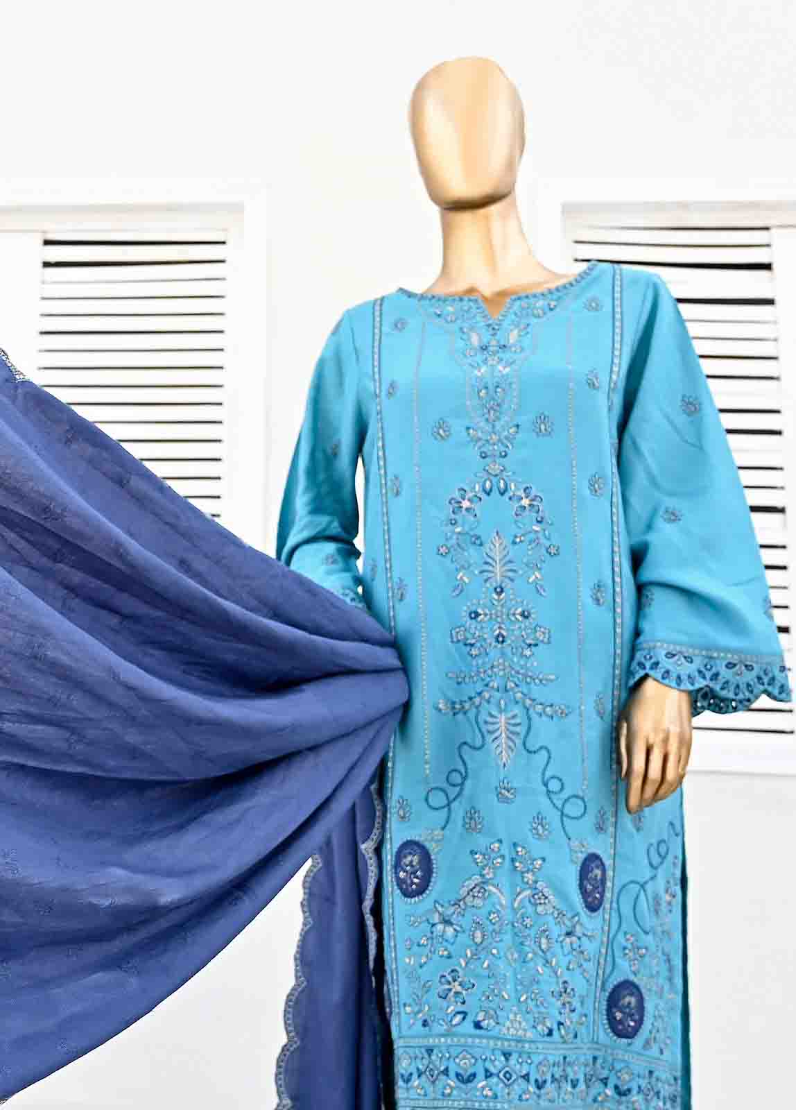 Bin Saeed Embroidered Three Piece Suit
