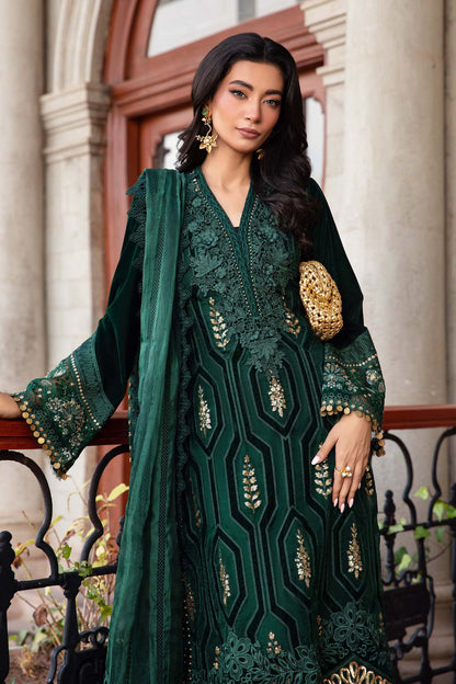 3 Piece stitched Embroidered Velvet Suit