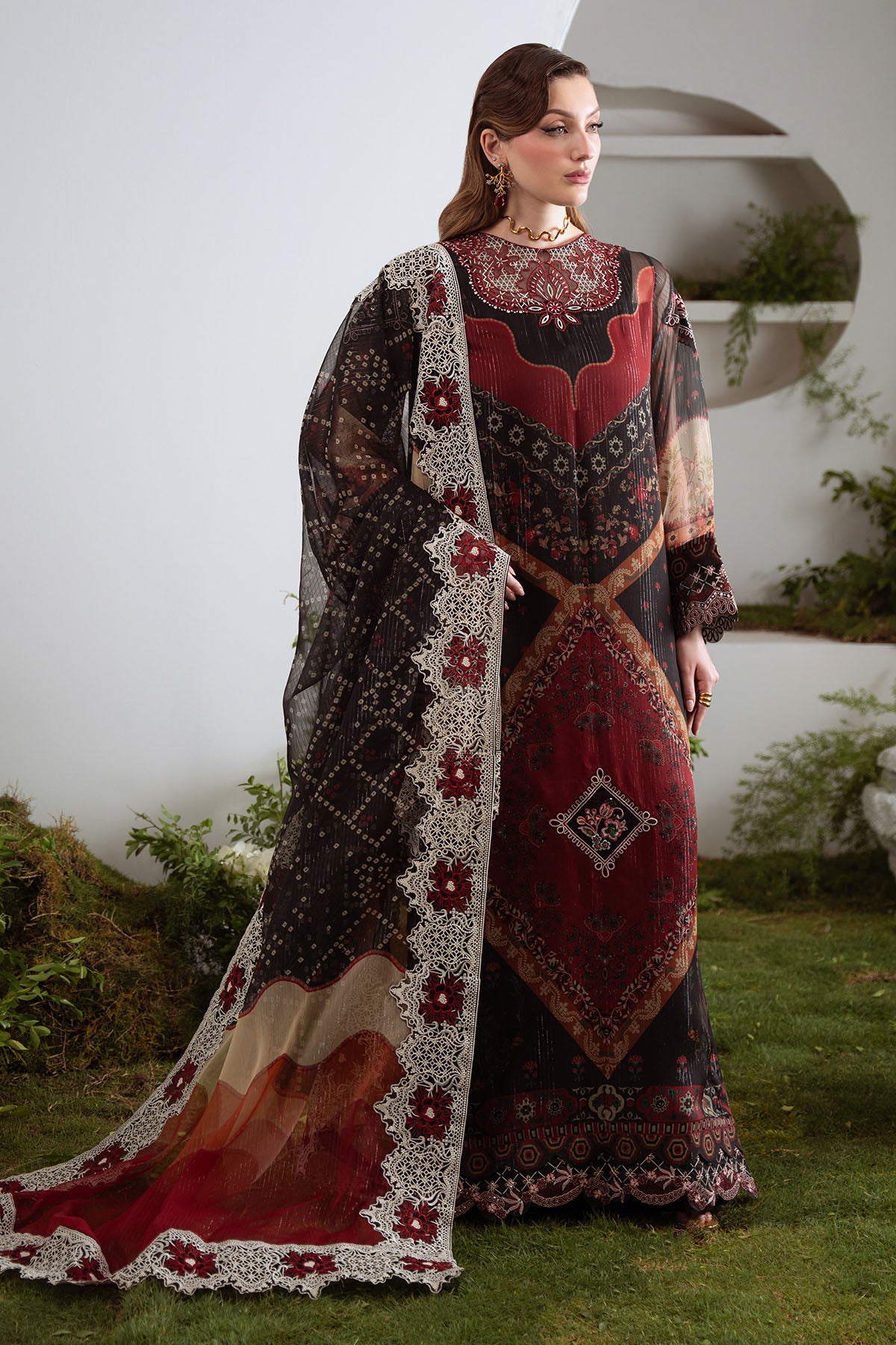 Nureh Luxury Embroidered Chiffon