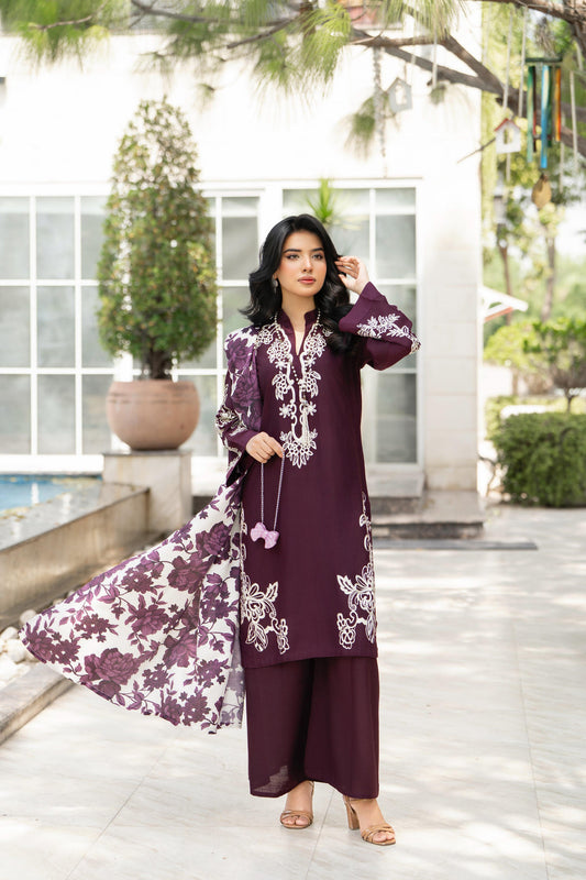 Raniyah- 3 Piece Linen Ready-to-wear