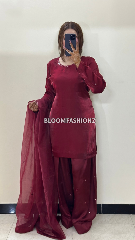 3 Piece Silk Farshi Suit