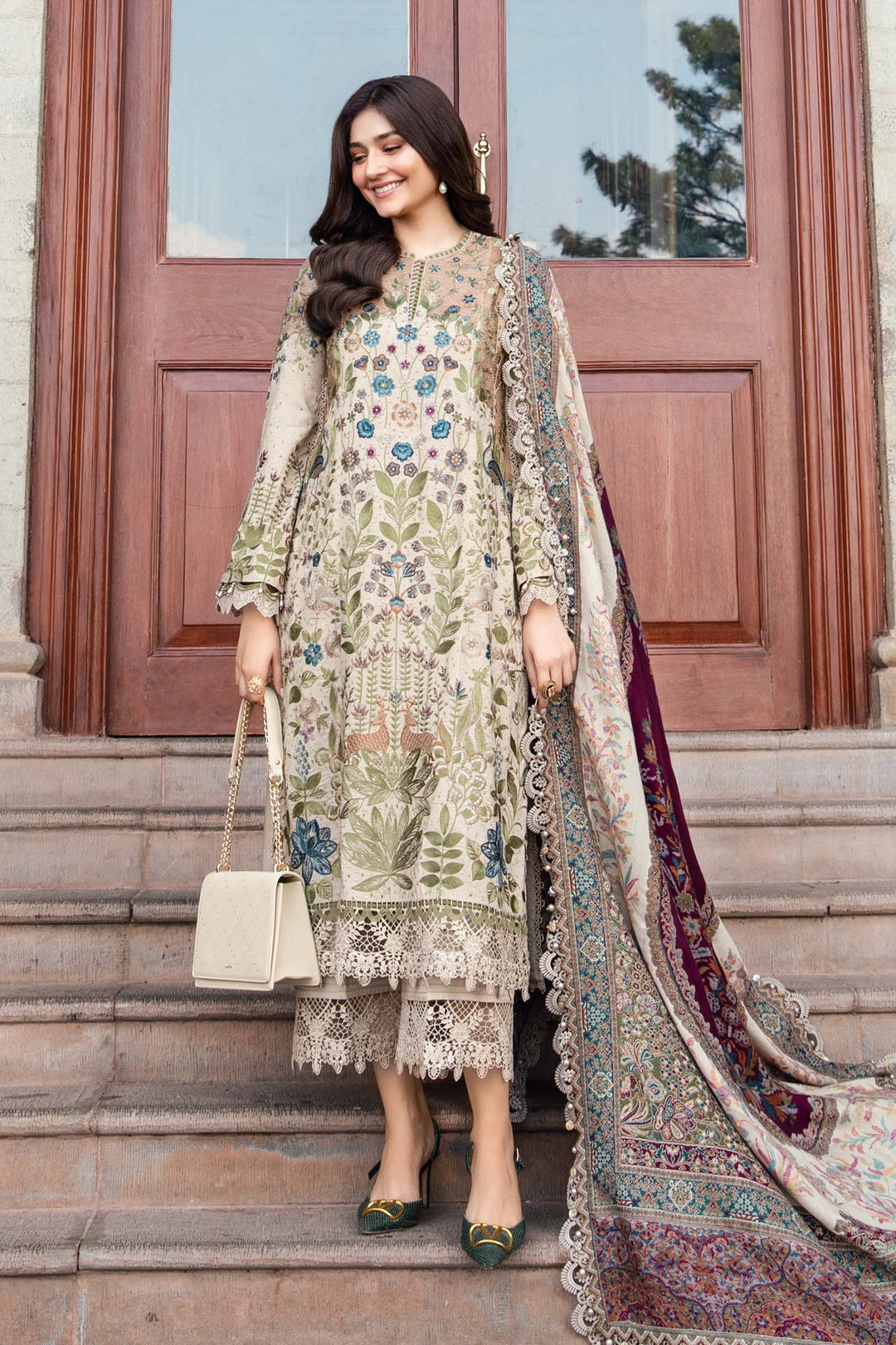 3 Piece stitched Embroidered Linen Suit