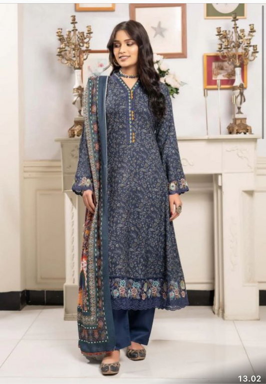 MUNIRA 3-Piece Embroiderd Frock Digital Printed Collection