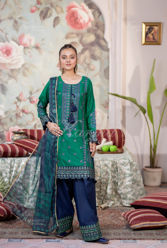 Karma 3 Piece Embroidered Suit