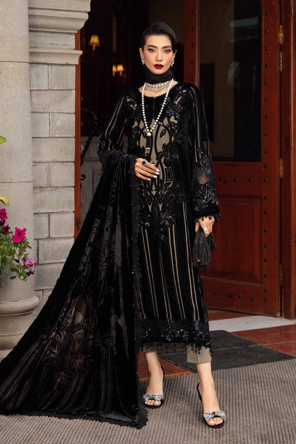 3 Piece stitched Embroidered Velvet Suit