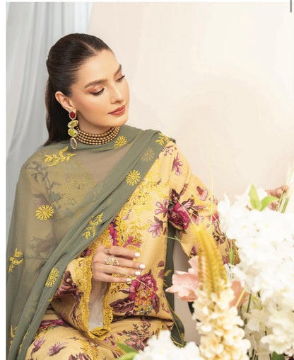 Embroidered Karandi Three Piece Suit