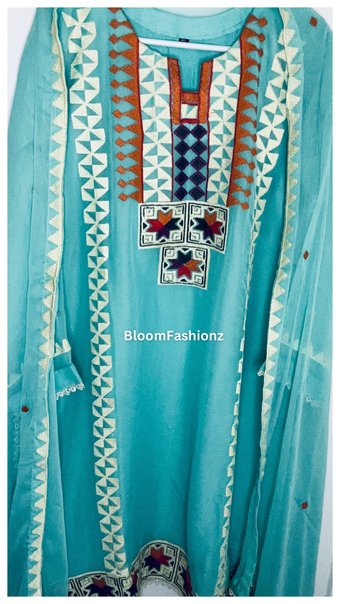 Ayat Three Piece Embroidered Chiffon Suit