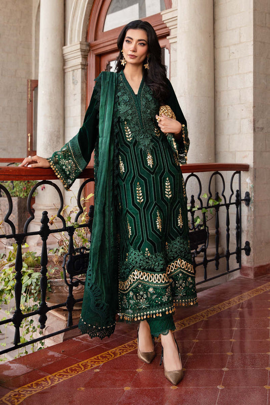 3 Piece stitched Embroidered Velvet Suit