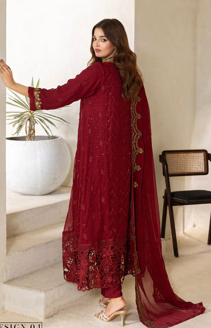Embriordered Chiffon Gown