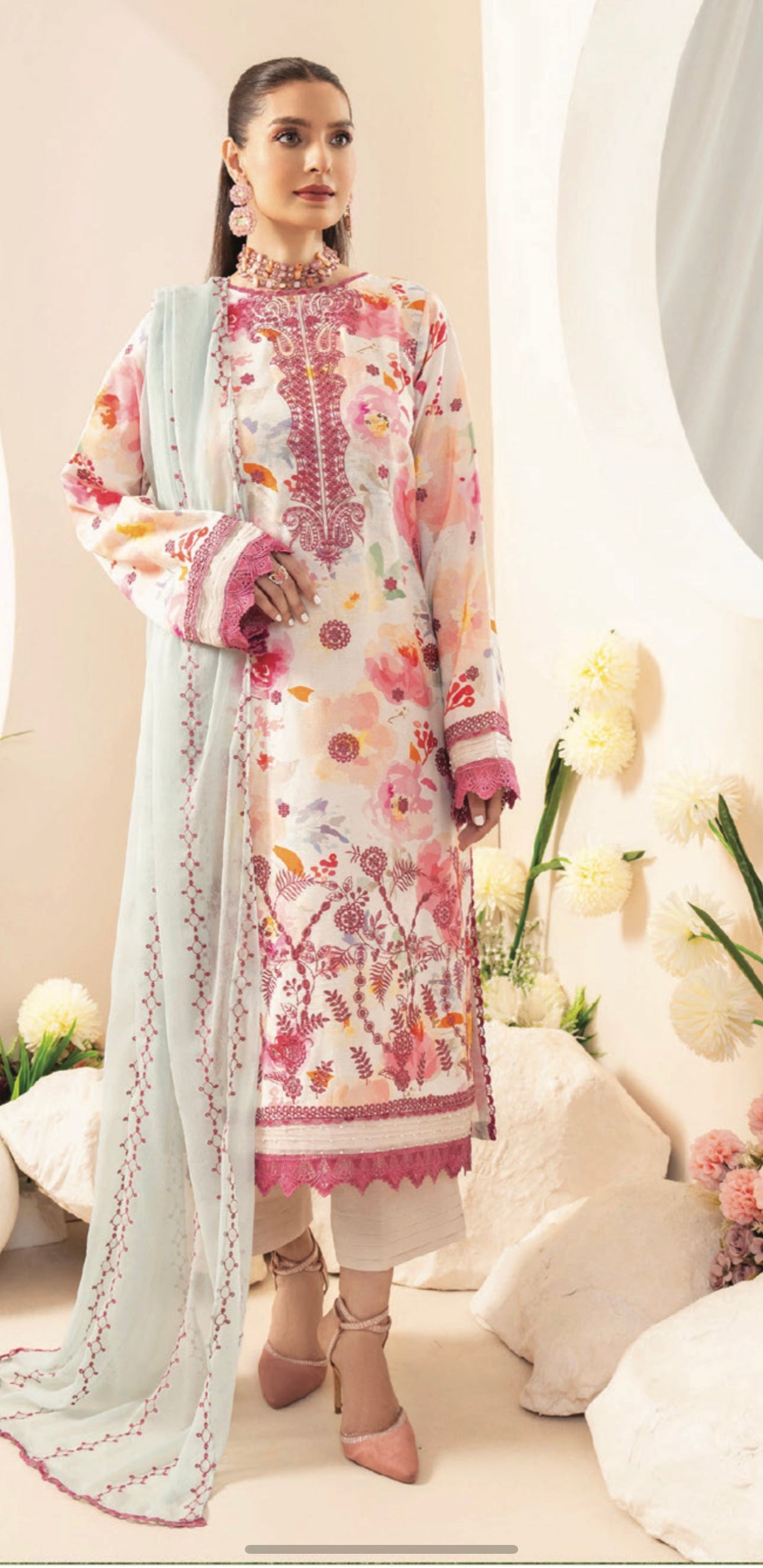 Embroidered Karandi Three Piece Suit